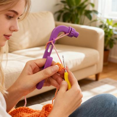 Yousheng Crochet Helper Hand Pain Relief Ergonomic Handle Adjustable Beginners Yarn Guide Tools with Tension Regulator Crocheting Lovers Gift
