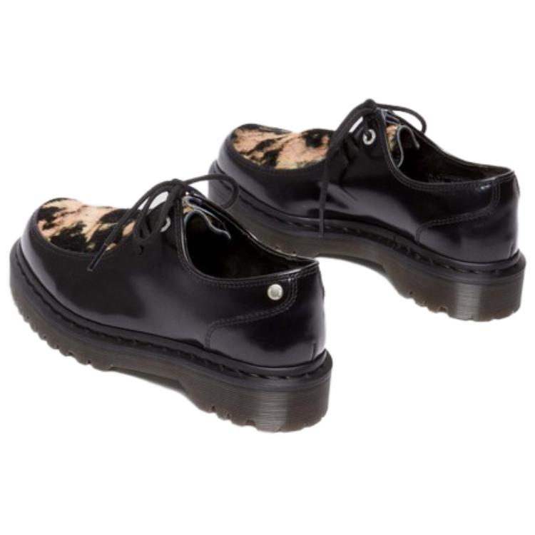 Dr Martens Zeffir 3i Leather Oxford Shoes Unisex Black Beige Buttero Hair On 31916779