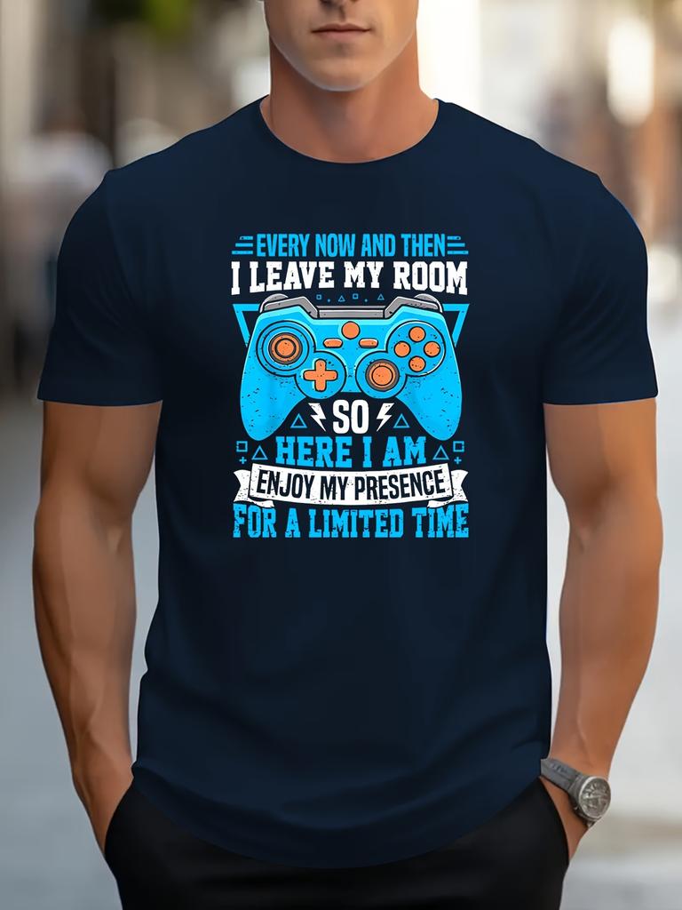 Spring & Summer Blend Casual Gamer T-Shirt - "Enjoy My Presence for a Limited Time" Graphic, Short Sleeve, Crew Neck