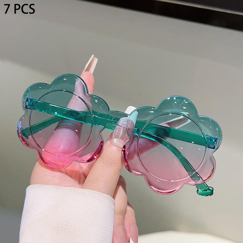 1/7 Pcs Flower Shaped Sunglasses for Children Stylish Gradient Multi-color Kids Shades  Ins Trendy Cute Decor Sun Glasses