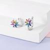 New 925 Sterling Silver Hope Rainbow Flower Earrings For Women Sparkling Colored Zircon Star Koi Earrings Party Jewelry
