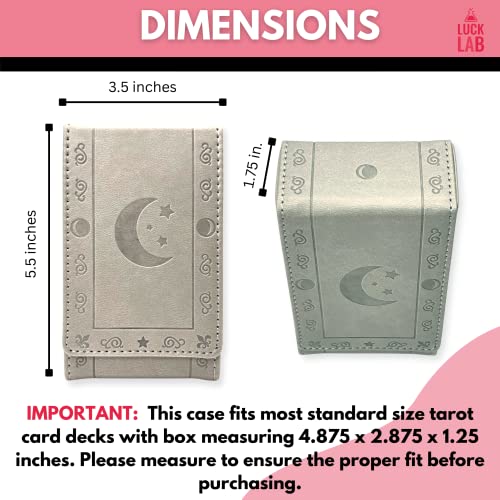 Luck Lab Leather Tarot Card Case/Holder - Gray - Fits Most Standard Size Tarot Cards (Fits Box Deck Size) - Moon Design