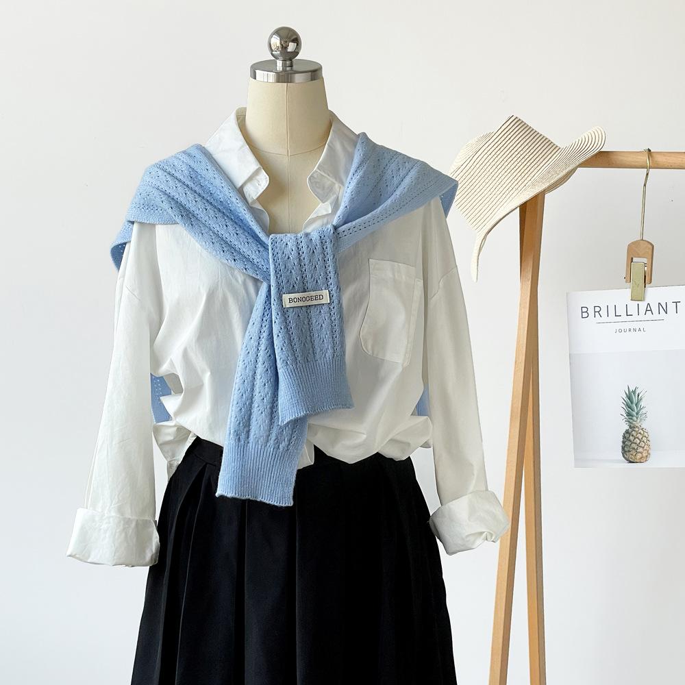 

Fashion Women Spring Soft Solid Knitted Scarf Shawl For Lady Scarf Decorative Small Vest Fake Collar Versatile Scarves One Size