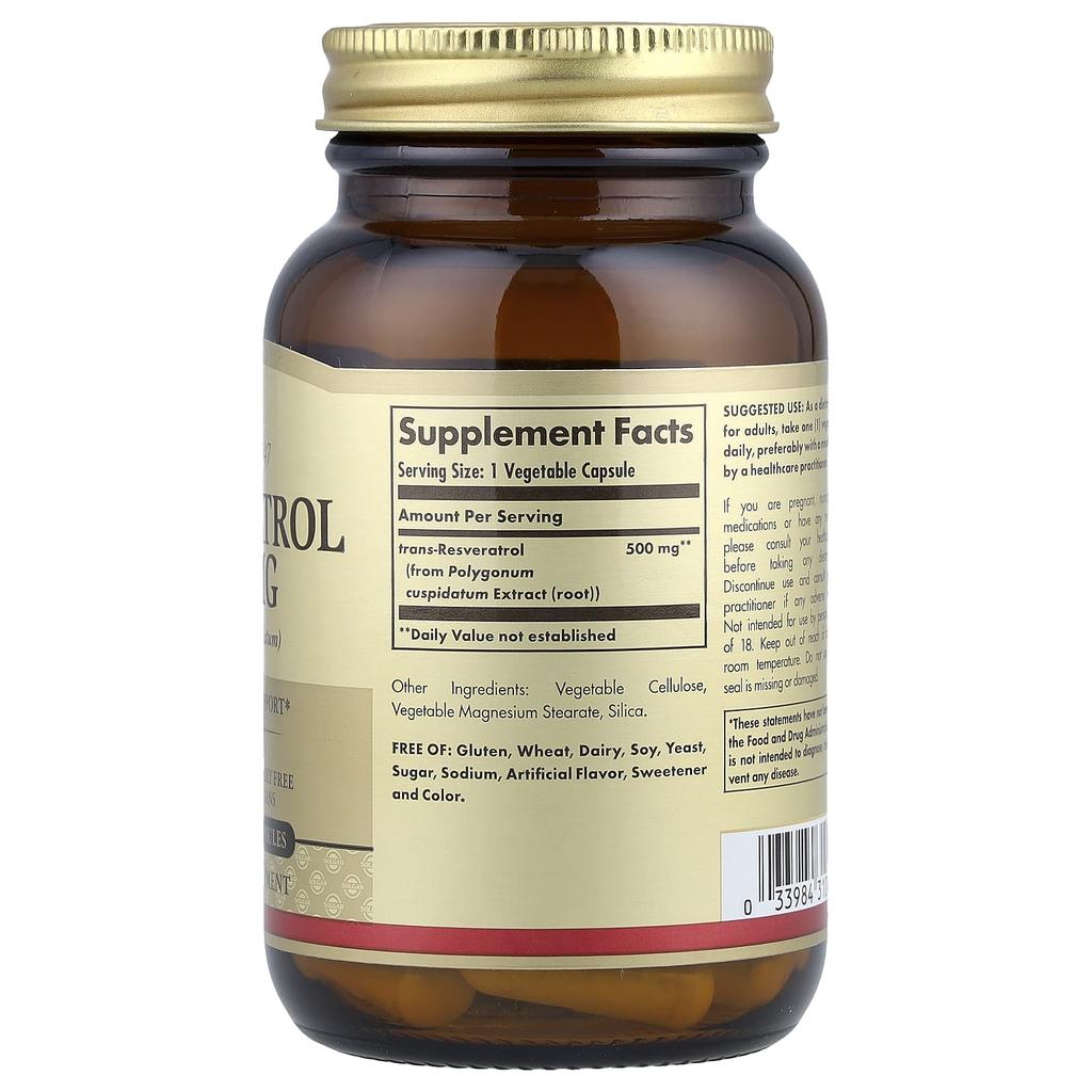 Resveratrol, 500 Mg, 30 Veggie Capsules