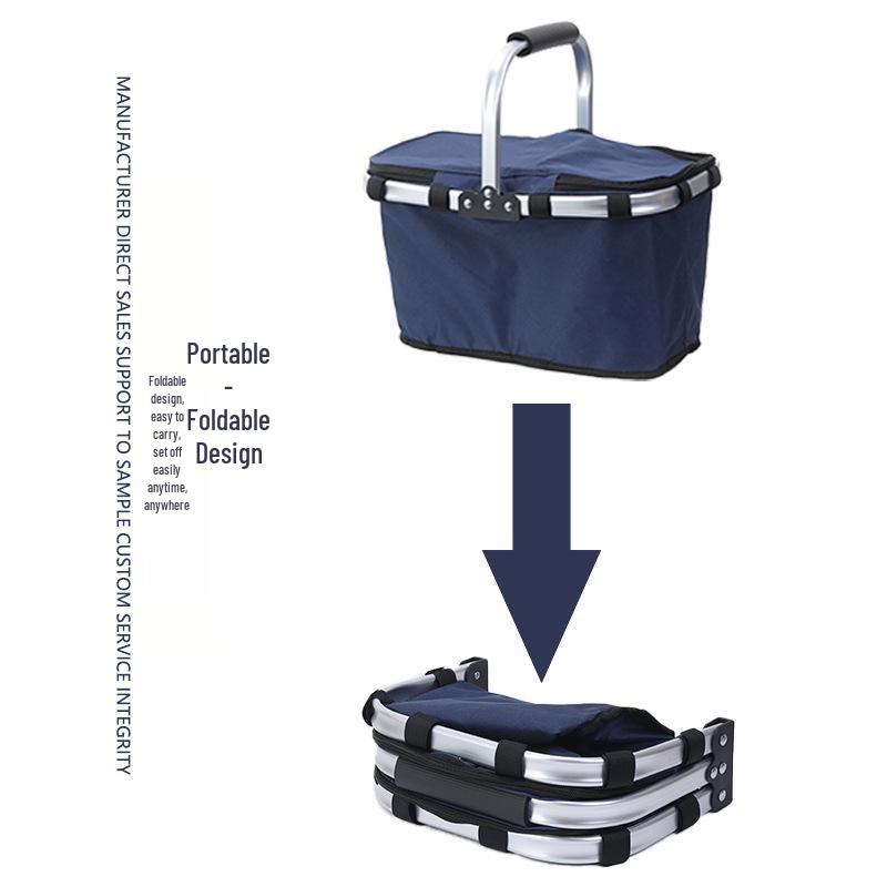Large Insulated Picnic Basket with Foldable, Portable Design for Outdoor Use and Camping