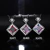 Silver Plated Princess Cut Multicolor CZ Pendant Necklace, Halo Moving Stone Cable Chain Necklace for Women