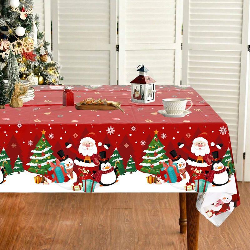 Santa Claus Xmas Tree Tablecloth Pvc Pe Christmas Table Cover Party Dining Decorations Home 2026 Navidad Noel Year Gifts