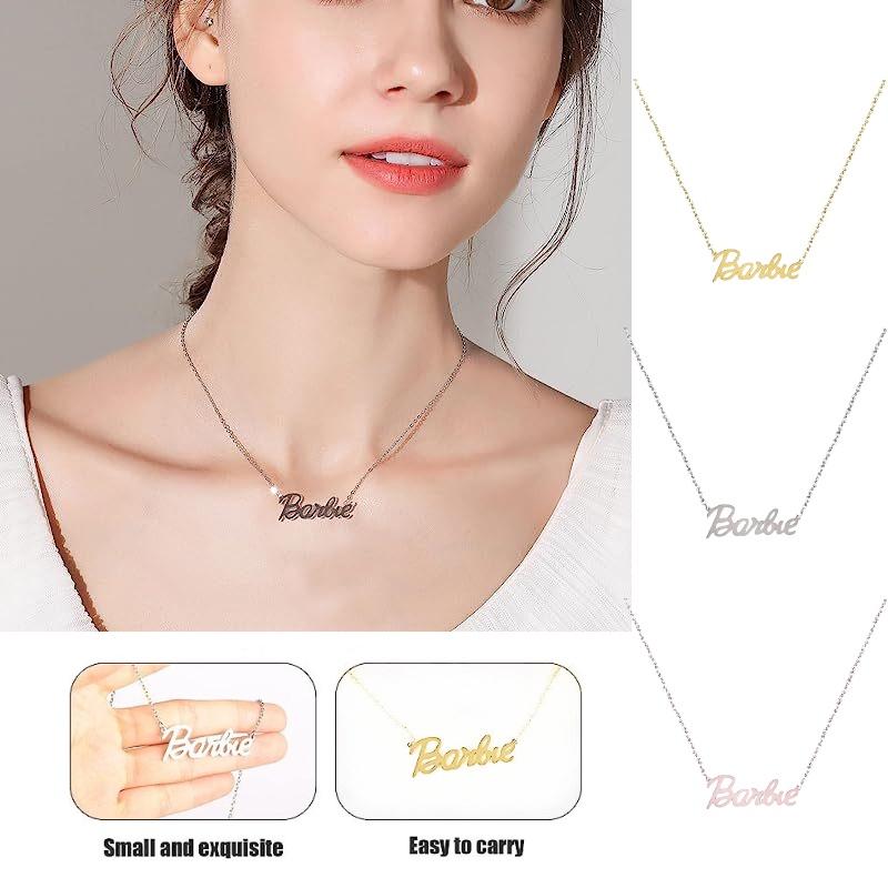 Colar de Letras Barbie da Moda Corrente Hip Hop para Clavícula Para um Visual Personalizado