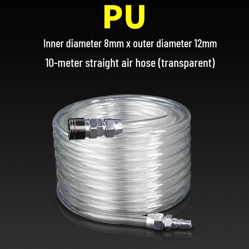 High-Pressure PU Air Hose with Quick Connect - 5*8/10*6.5/12*8, Pneumatic Air Compressor and Pump Compatible