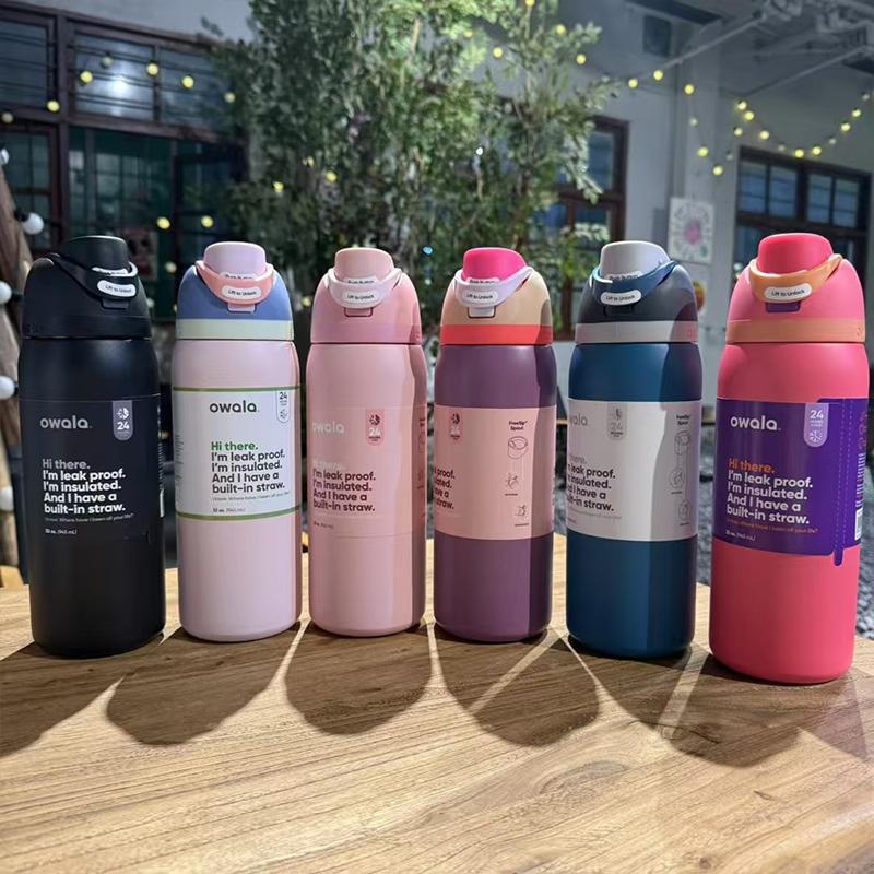 Owala Borraccia Sportiva in Acciaio Inossidabile Termoisolata sottovuoto con Manico e Cannuccia - 32oz/24oz