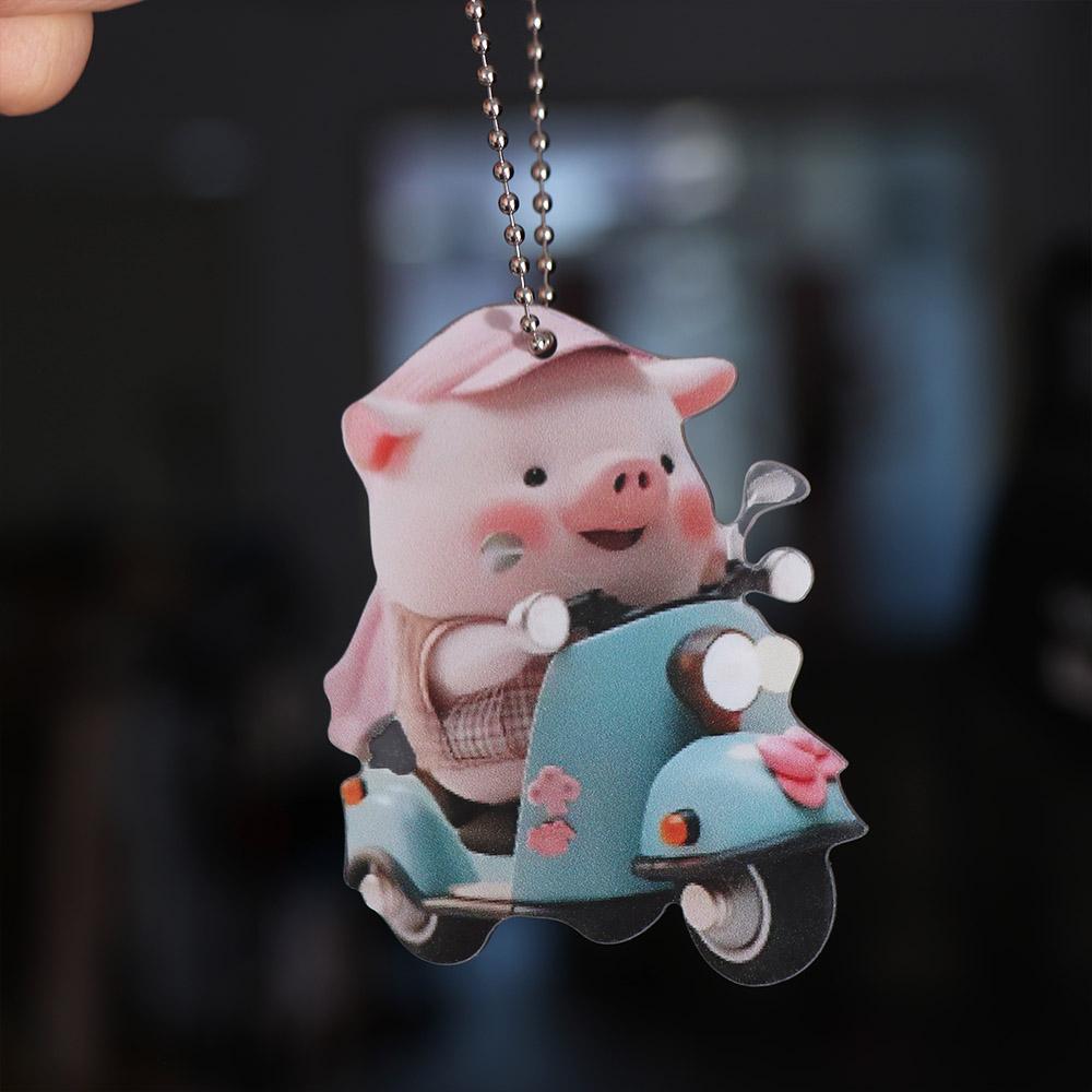Acrylic Piglet Key Chain Piglet Shape Backpack Decoration Biker Pig Key Chain Pendant Car Interior