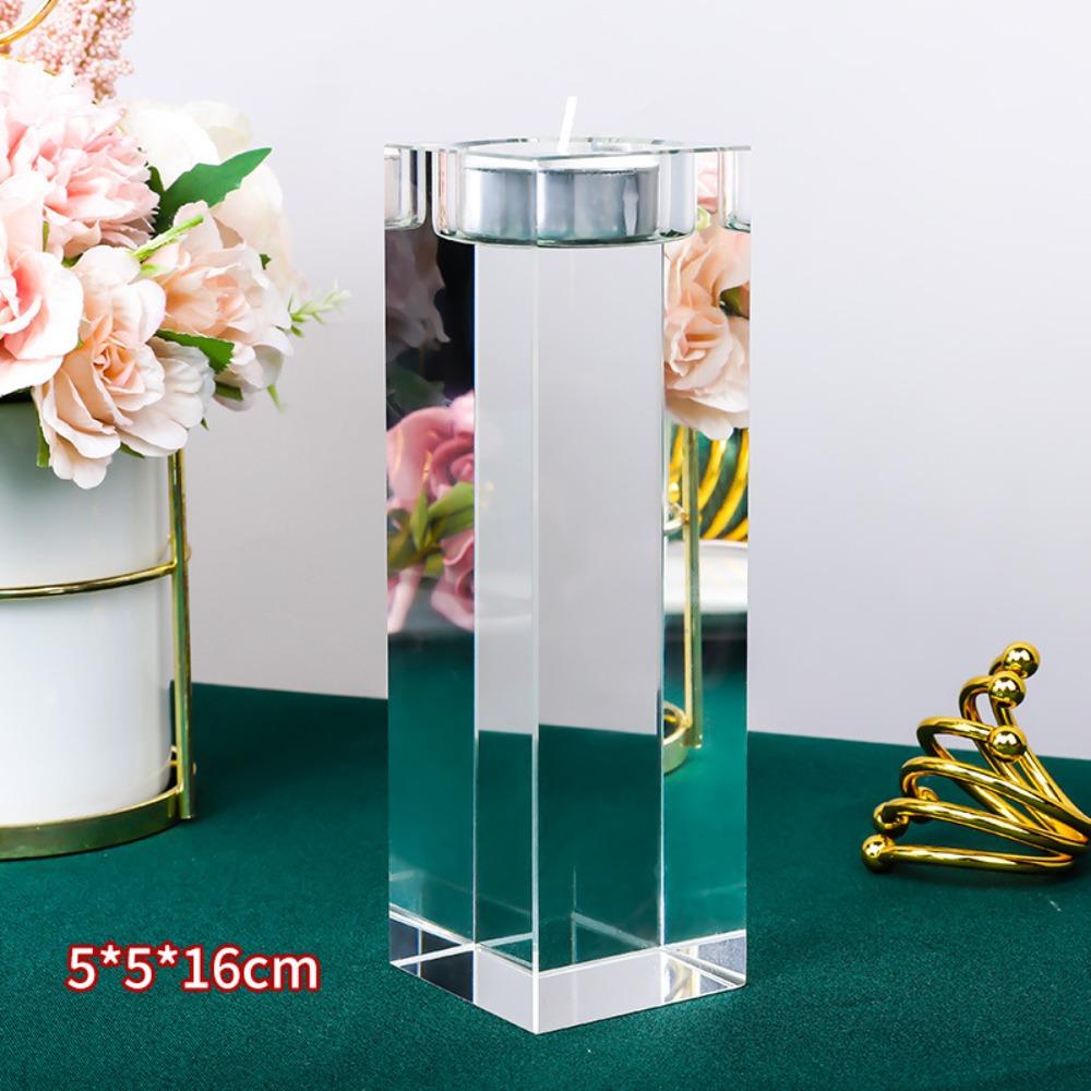 Modern Crystal Candle Holders Glass Butter Lamp Holder Creative Candlestick Ornaments  Indoor