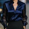 Women's Autumn Solid Color Satin Long Sleeve Shirt