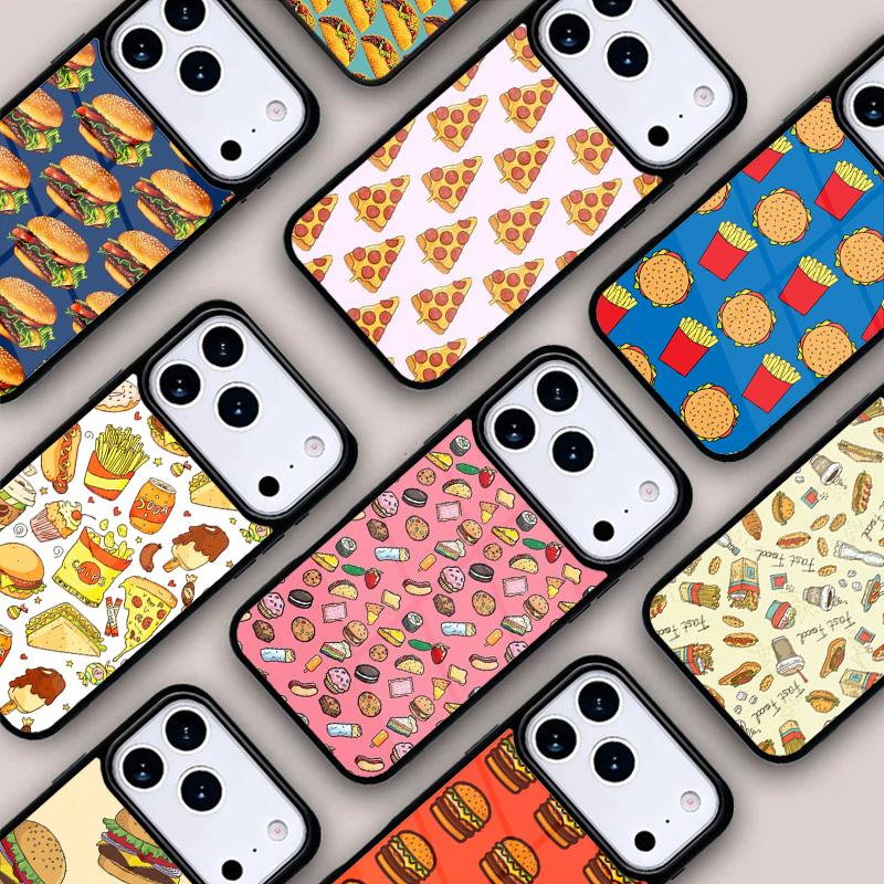 Hamburger Fries Pizza Fast Food Phone Case For IPhone 17 16e 15 14 13 12 11 Pro Max Air Mini Soft Protective Cover