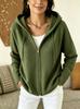 Giacca Cardigan Lavorata a Maglia con Cappuccio da Donna - Zip, Manica Lunga, Autunno/Inverno 2026, Maglione Vestibilità Larga.