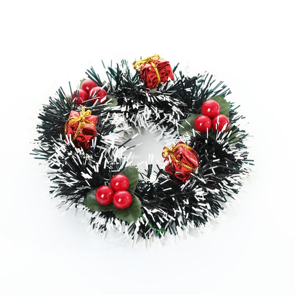 2pcs Artificial Hanging Ornament Exquisite Candle Holder Christmas Wreath Pendant Photography Props