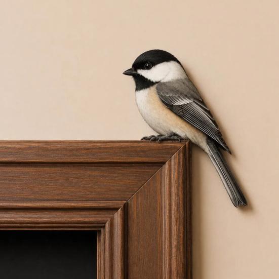 Accents de pièce inspirés par la nature, Décor Topper d'oiseau en bois pour porte, Statuette d'angle de forme adorable, Panneau décoratif en bois fait à la main, Aménagement intérieur de forêt