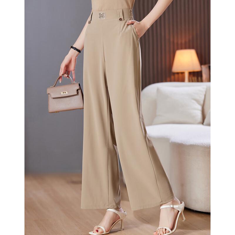 Paster Women's Plus Size Summer Straight-Leg Elastic Waist Pants