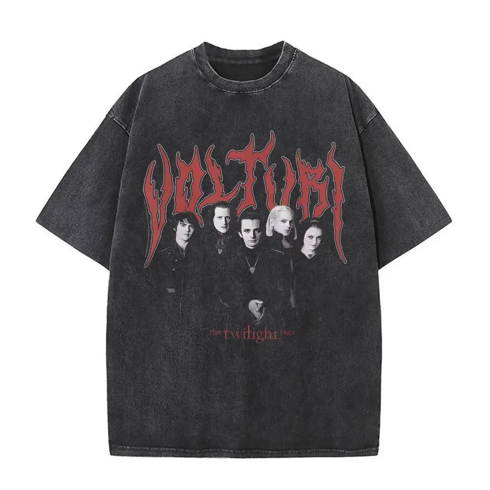 

Twilight Vintage Washed Stamp Graphic Oversized Unisex Casual TShirt for Movie Fans with Forks Men And Women Tshirts S