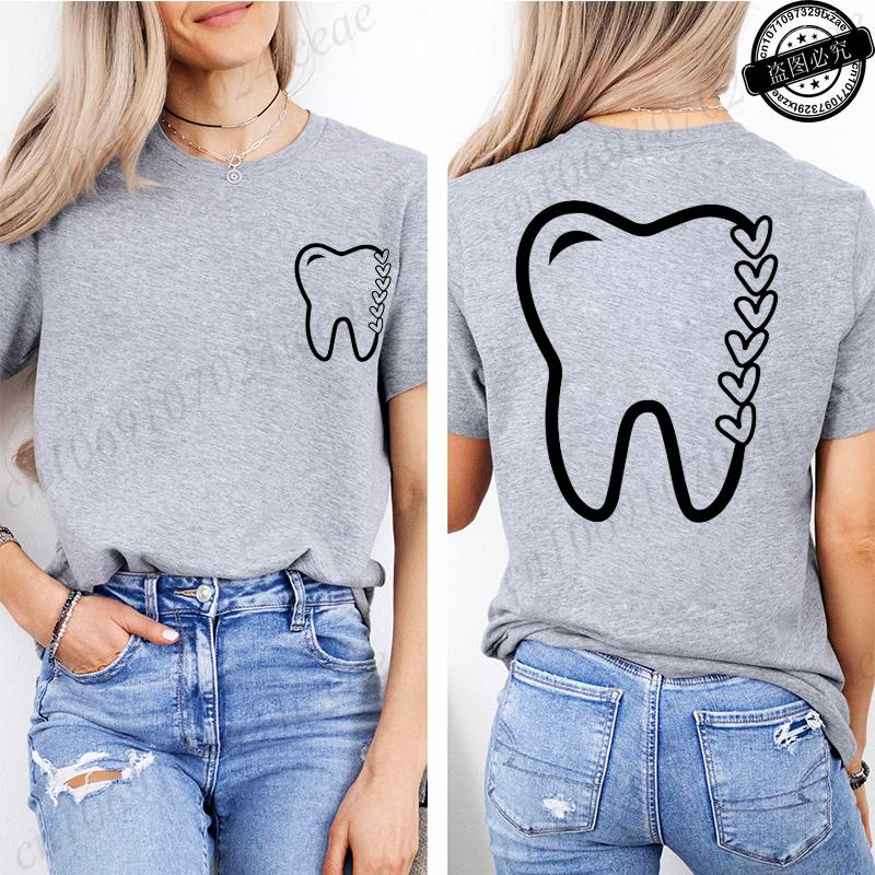 Women Dental Graphic T Shirt Clothes Funny Letter Print T-Shirts Short Sleeve Tee Shirts Summer Fashion Female T-Shirts Clothing