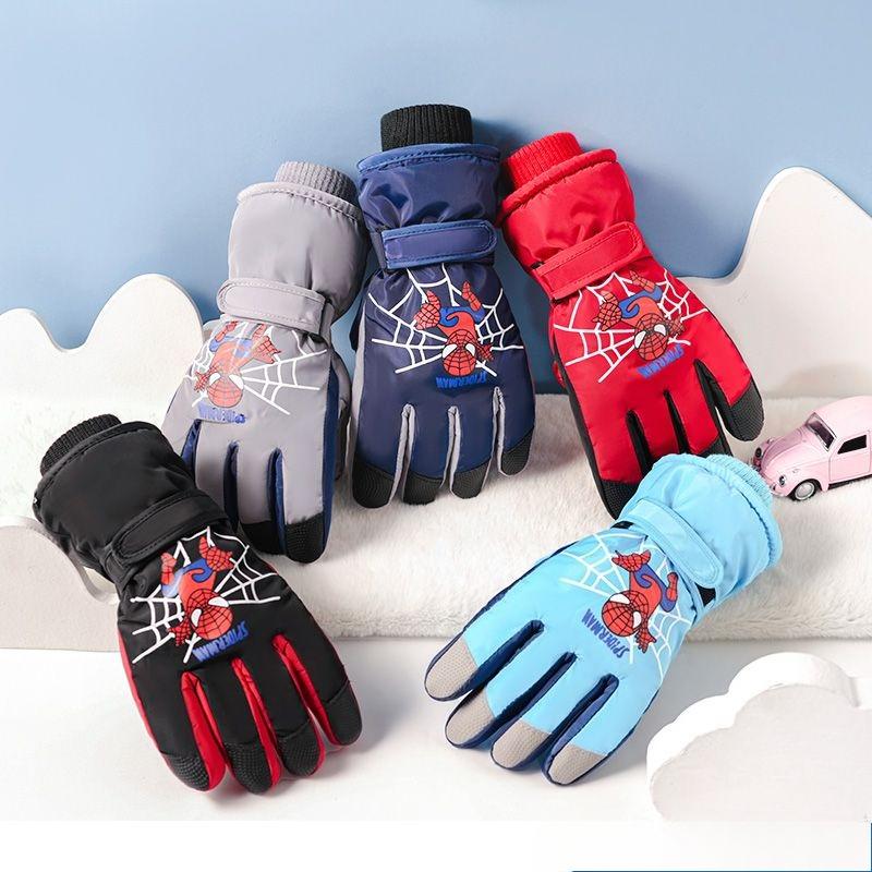 Spider-Man Winter Kinderhandschuhe Fleecegefüttert Warm Kinder Skihandschuhe Winddicht Kälteschutz Fahrradhandschuhe Kinder Geschenk Marvel