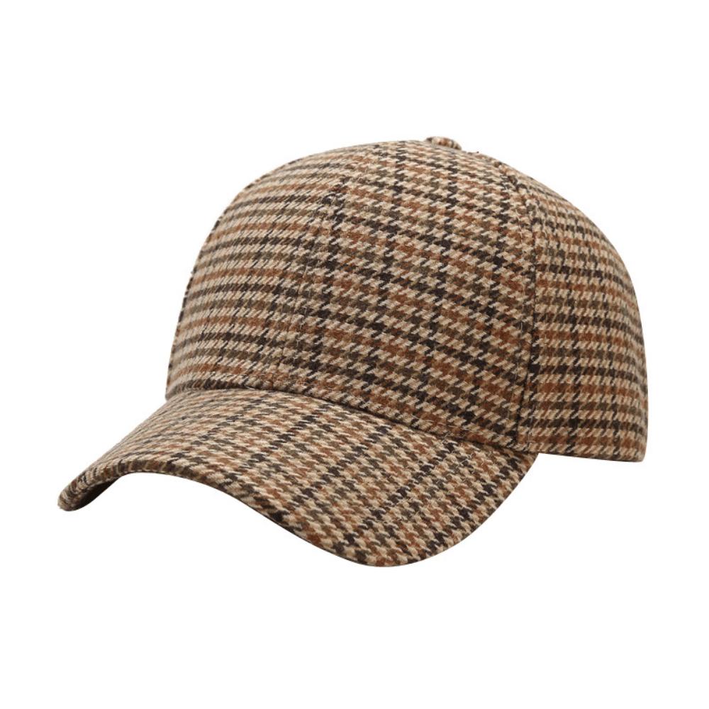 Klassieke Visgraat Tweed Textuur Baseballpet - Geschikt voor Volwassen Casual Kleding en Biedt Warmte in Herfst en Winter One Size beige