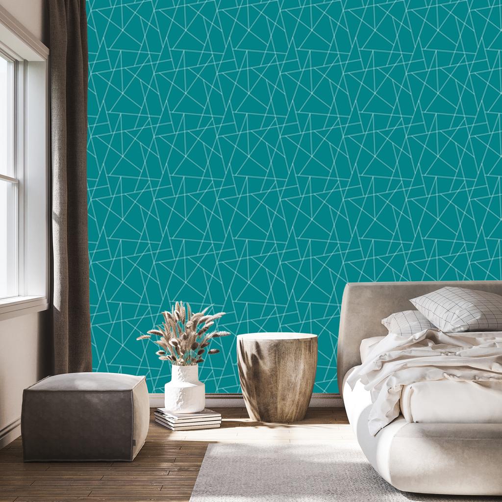 Wallpaper Geometric pattern turquoise, fine detail 50x1000