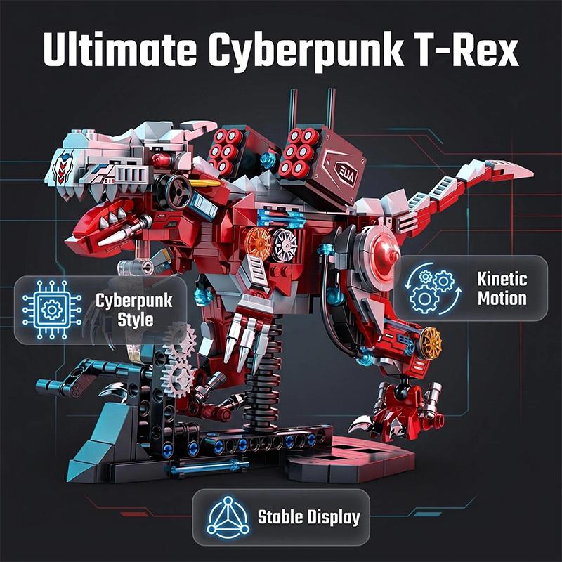 Mecha Dinosaur Building Blocks Mechanical Tyrannosaurus Rex Posable Dinosaur Model Girl Toy Boy Gift Childrens Toy Birthday Gift