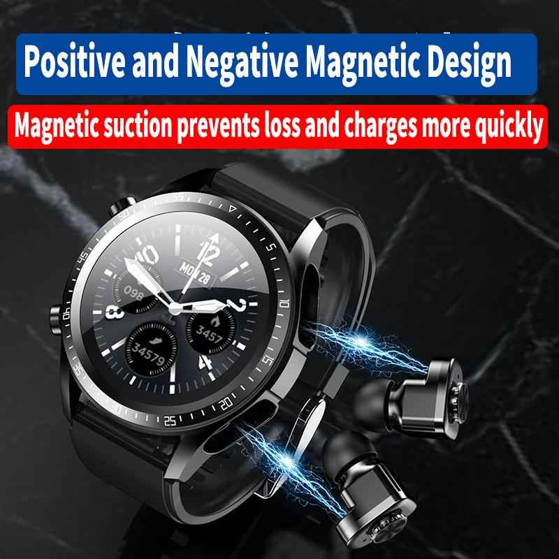 Tws 2 In 1 Blue Tooth Earphone Smart Watch Hifi Music Headset 1.28 Inch Heart Rate Sports Earbuds Wireless Headphone Smartw