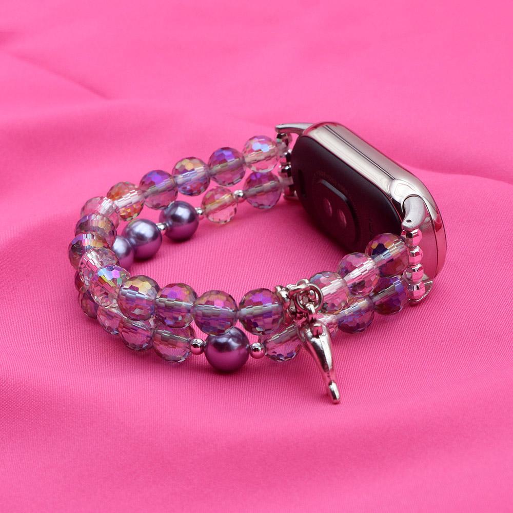 

Mi Band 9 Bracelet for Xiaomi Smart Band 8/9/10 Strap for Women Dressy Wristband Watchband with Purple Crystal Beaded Bling фиолетовый