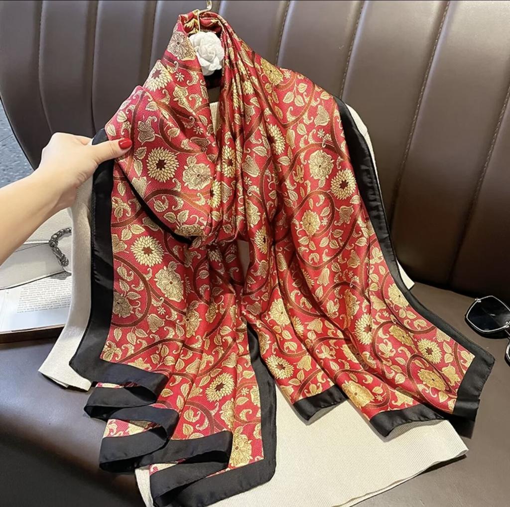 180*90Cm Scarves Luxury Long Silk Scarf Women Soft Shawl Wrap Muffler Hijab Bufanda Foulard Female Bandana Beach Stoles