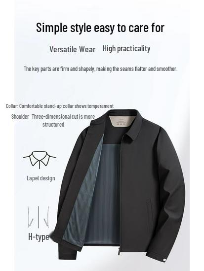 ROMON Men's Lapel Short Business Casual Jacket