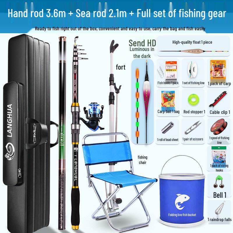 Beginner's Complete Fishing Rod Set with Tackle Supplies