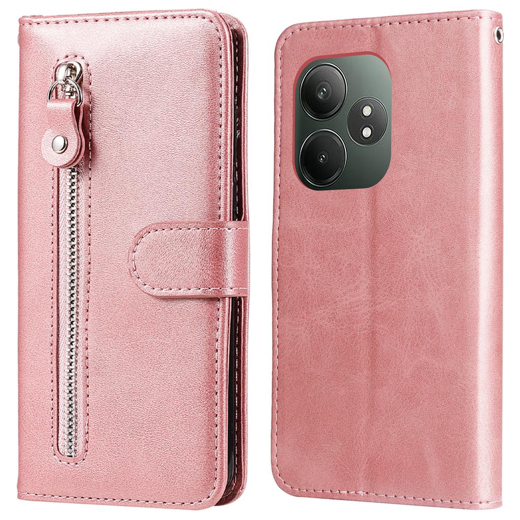 For Realme GT 6 5G/GT Neo6 SE 5G Case Calf Texture Leather Cover with Zipper Wallet