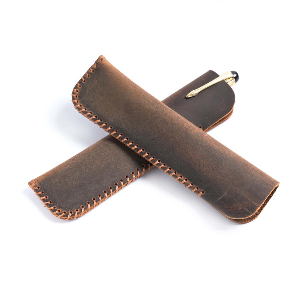 Handmade Genuine Leather Storage Bags Creative Vintage Pen Sleeve and Pencil Case for Fountain Pen and Pencil for Organization