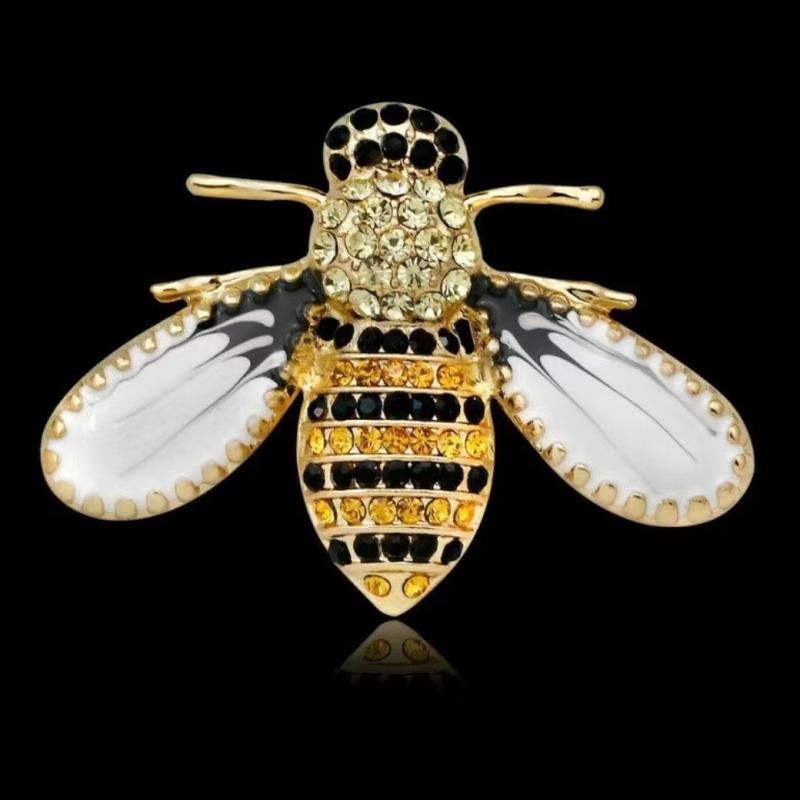 Metal Insect Bee Rhinesotne Brooches For Women Clothing Coat Jewelry Accessries Gift