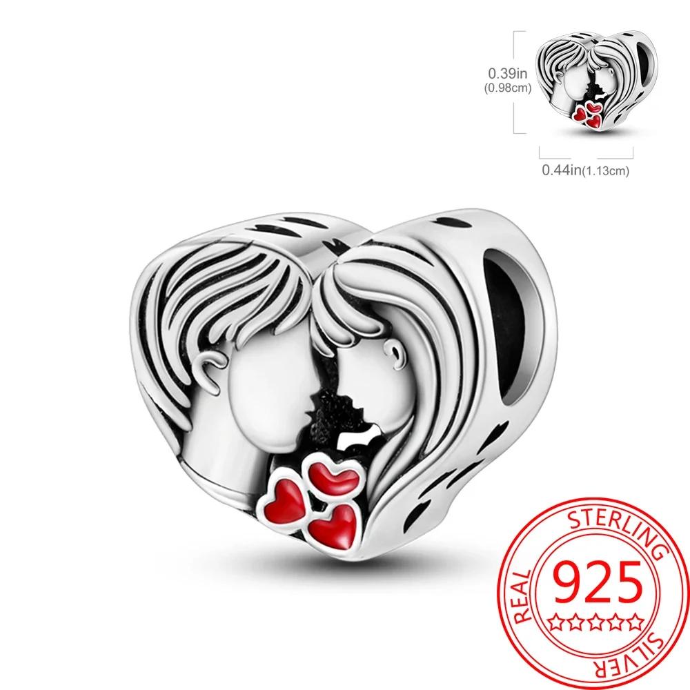 925 Silver Romantic Love Story Charm Pendant for DIY Bracelet Couple Engagement Jewelry Gifts for Her