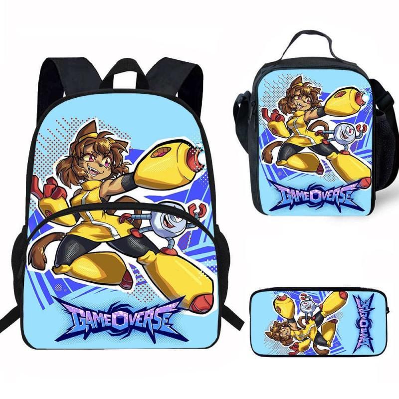 Kids School Backpack Set With Lunch Bag Pencil Case - Cartoon Print Lightweight Ergonomic Design Grade 1-2 Students