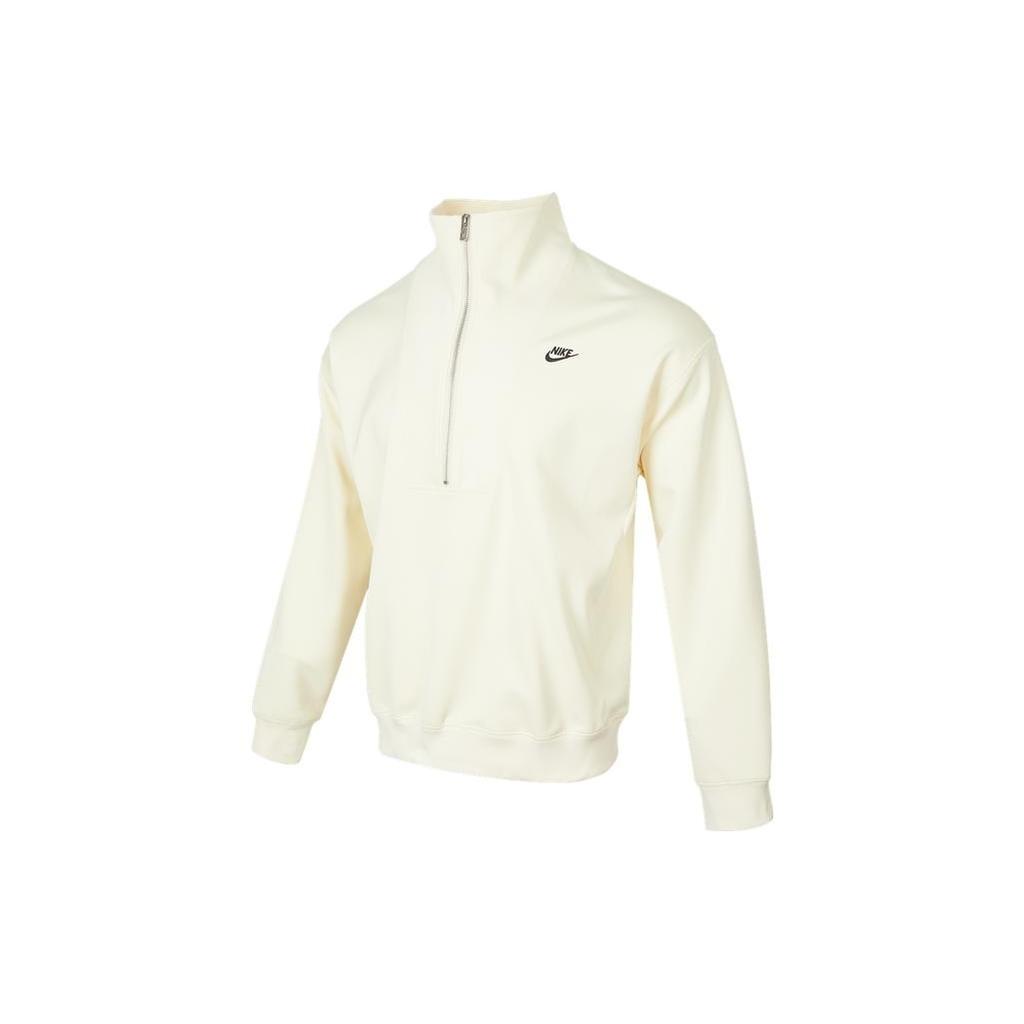 Men's Nike Casual Logo Printing Half Zipper High Collar Pullover Autumn White DQ4238-113