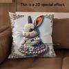 2D Cute Bunny Dressed Up Cushion Covers Pattern Cushion Cover Suitable For Sofa Bedroom Car Pillow Cover