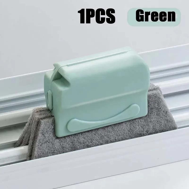 2-in-1 Groove Cleaning Tool Creative Window Groove Cleaning Cloth Window Cleaning Brush Windows Slot Cleaner Brush Groove Brush Green 1PC