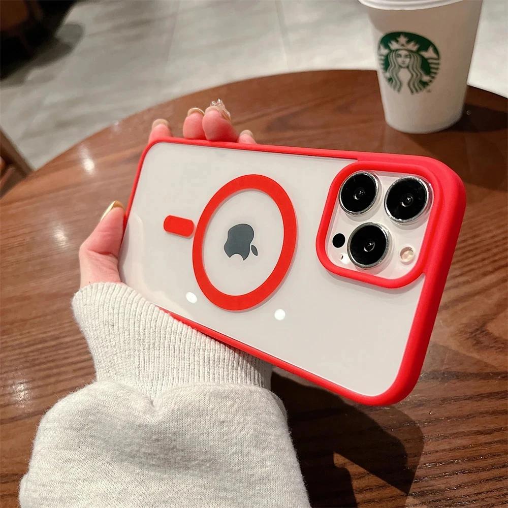 Luxury Transparent For Magsafe Magnetic Case For iPhone 15 14 13 12 11 Pro Max 15 14 Plus Wireless Charging Cover Accessories