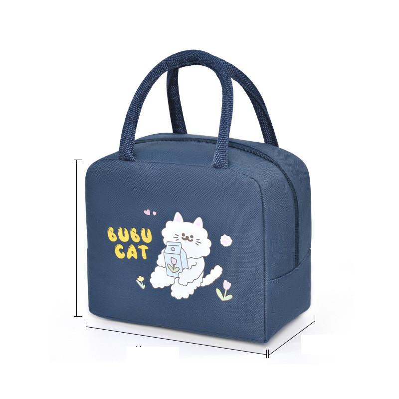 

Сумка-тоут для ланча в минималистичном мультяшном стиле, термо, из ткани Оксфорд, портативная синий