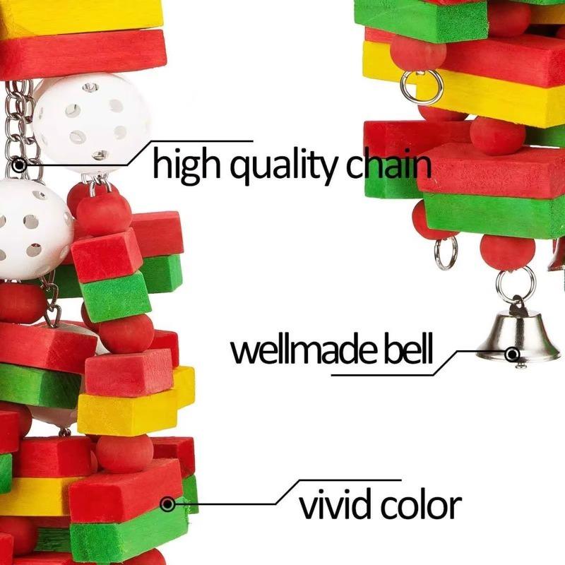 Bird Chewing Toy Parrot Cage Bite Toy Pet Supplies for Cockatoos African Grey Macaws Large Bird Parrot Toy Natural Wooden Blocks