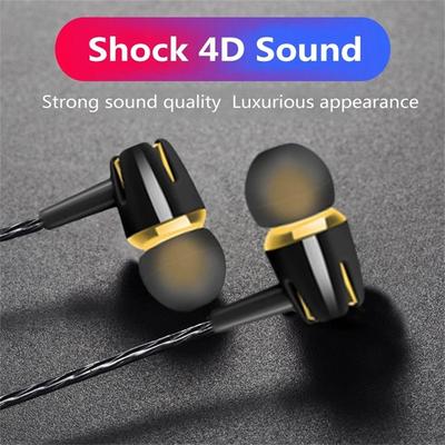Metal Stereo Bass HiFi Sound With Mic 3.5mm Phone Headset In-ear Earphone Wired Earphone Earbuds