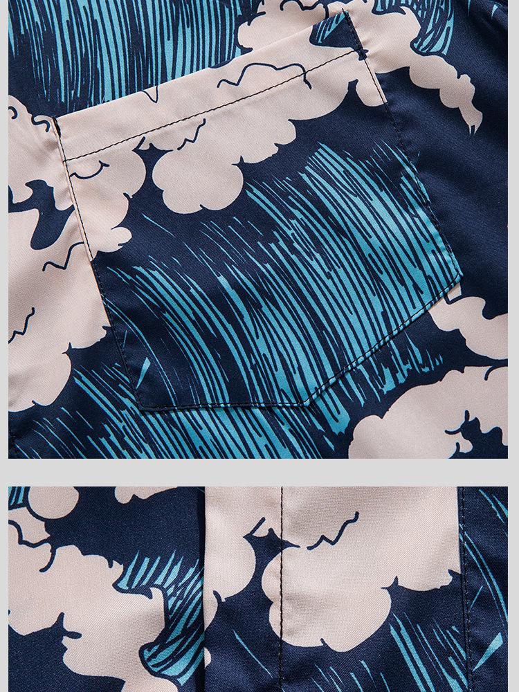 Hong Kong Style Men's Short-Sleeve Full Print Shirt - Trendy, Loose Fit, Korean Inspired Five-Point Sleeve