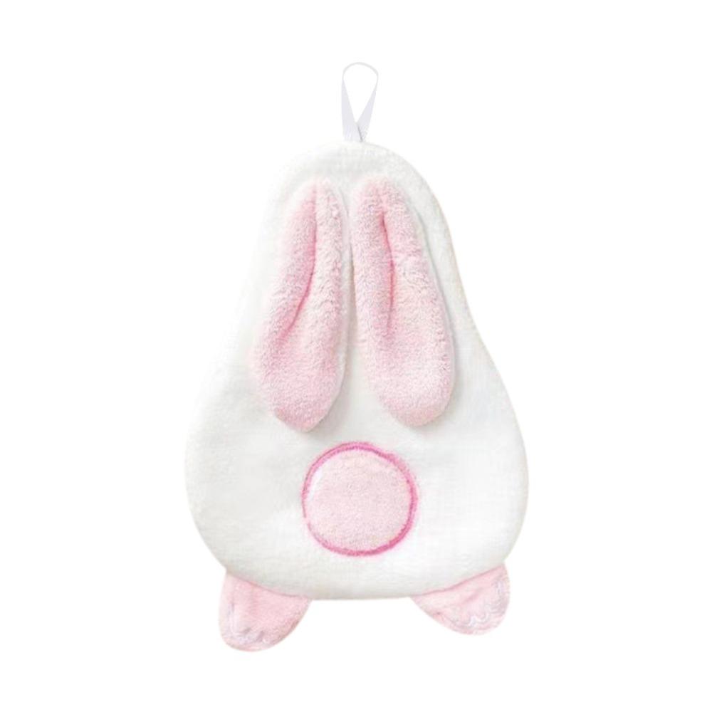 Cute Rabbit Style Hand Towel Absorbent Cartoon Hanging Towel Hanging Design Quick-Dry Cleaning Rag Household
