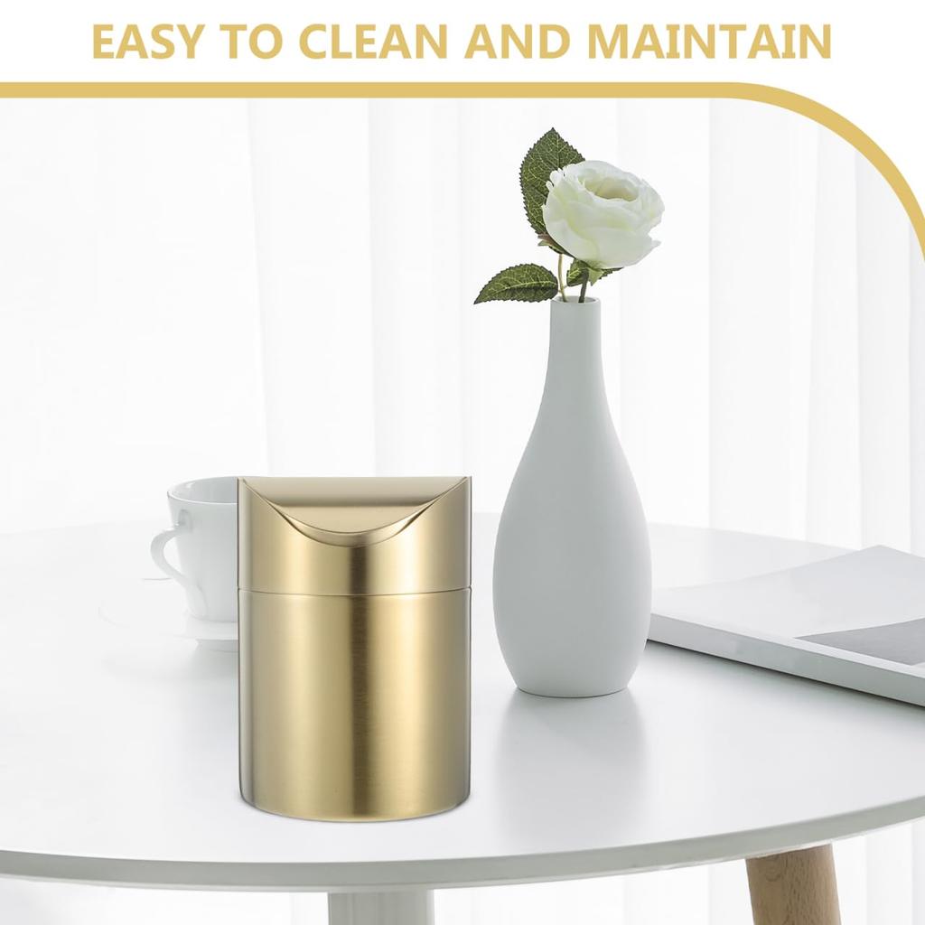 TOYMYTOY Tabletop Trash Small Mini Trash Mini Cosmetic Trash Tabletop Trash Can for Dressing Gold Can, Can, Basket, Can, Bathroom, Kitchen, Table,