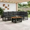 Garden Sofa Set 6 Pieces Black and Dark Grey Poly Rattan