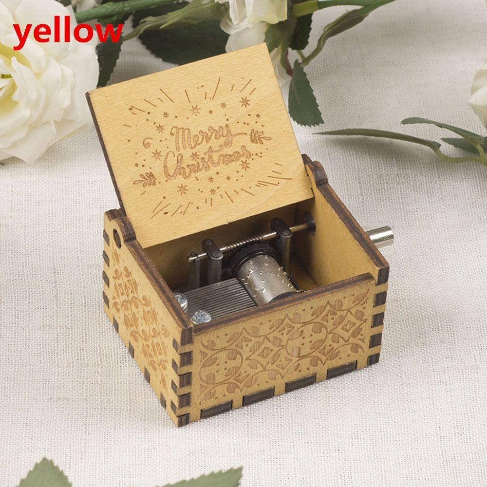 Classical New Year Wooden Music Box Merry Christmas Musical Boxes Hand Crank